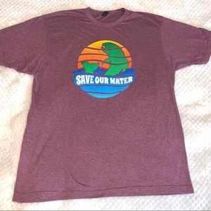O’Charley’s promo shirt,Purple “Save Our Water”